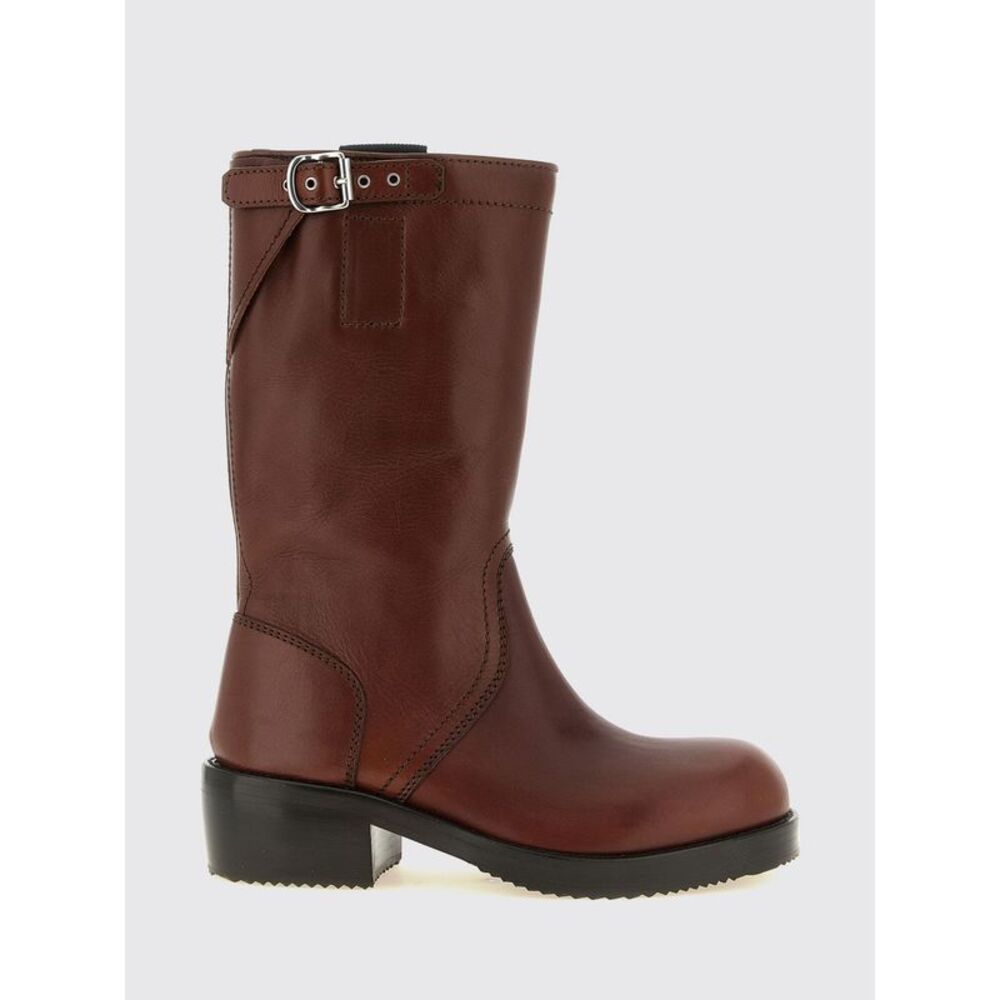 Dries Van Noten Women Dries Van Noten Smooth Leather Biker Boots With Low Heel